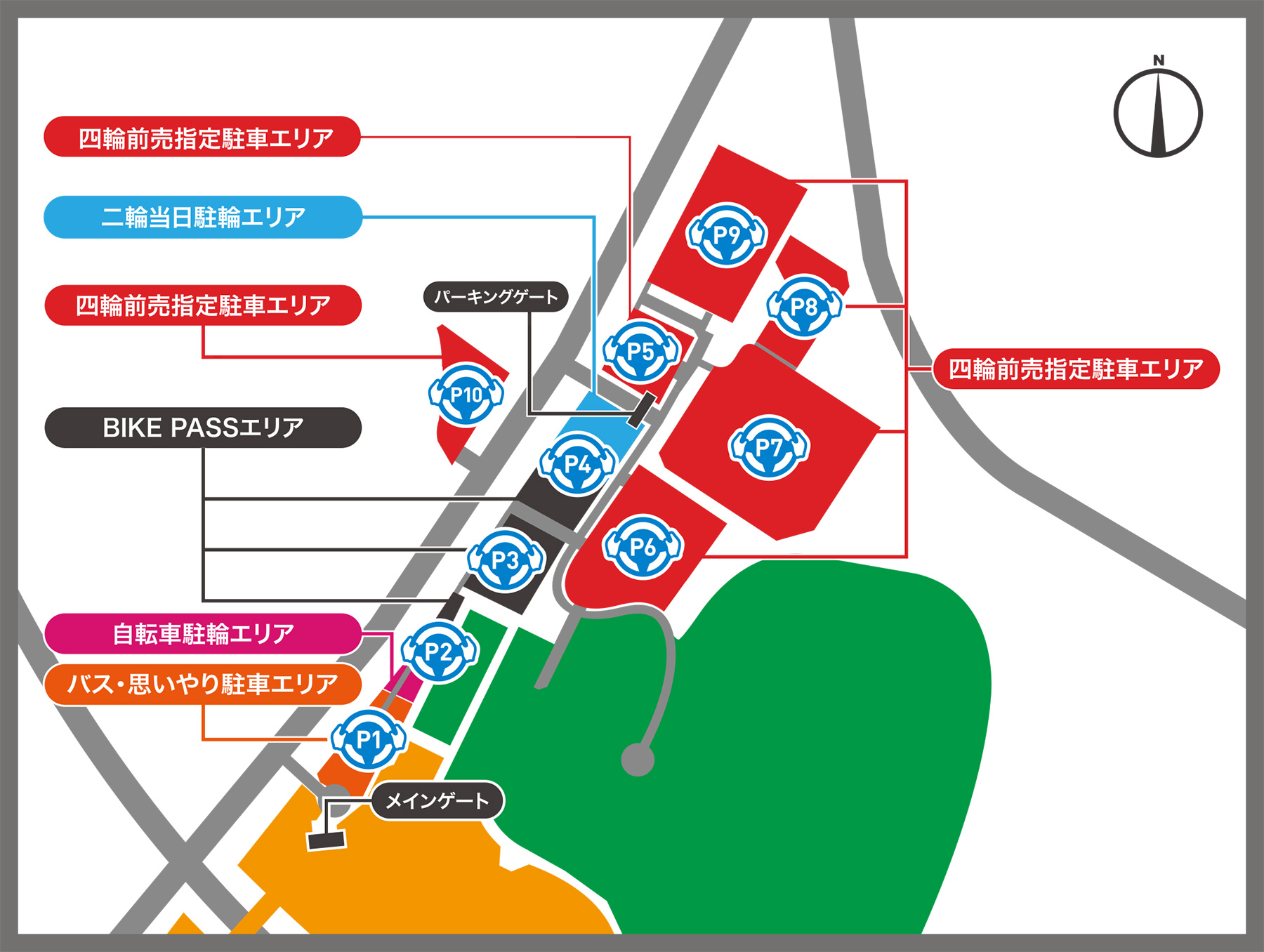 Front parking lot map of SUZUKA CIRCUIT during the Suzuka 8 Hours period