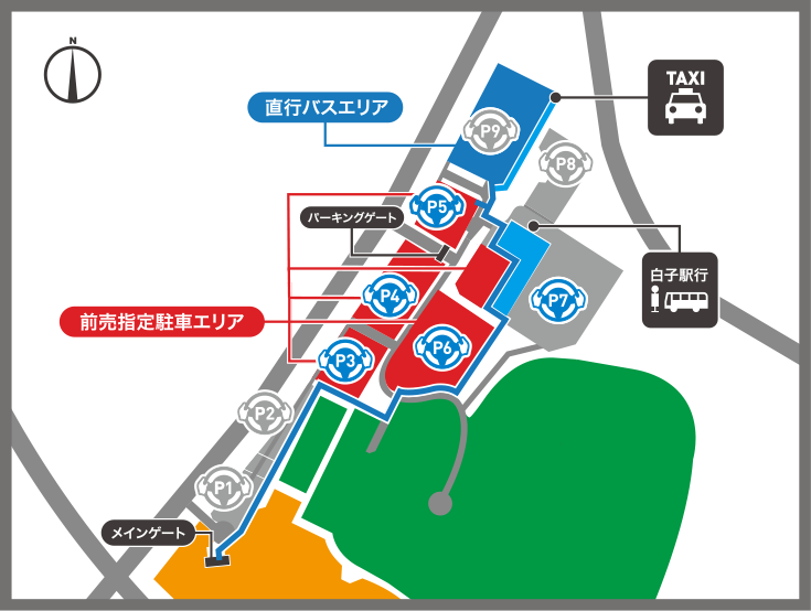 Front Parking Lot & Various Bus Stop MAP April 4 (Fri)