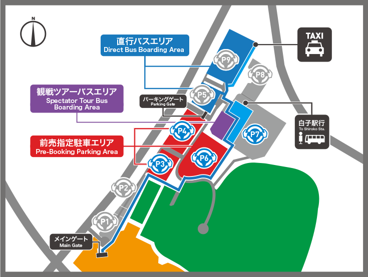 Front Parking Lot & Various Bus Stop MAP April 5 (Sat)