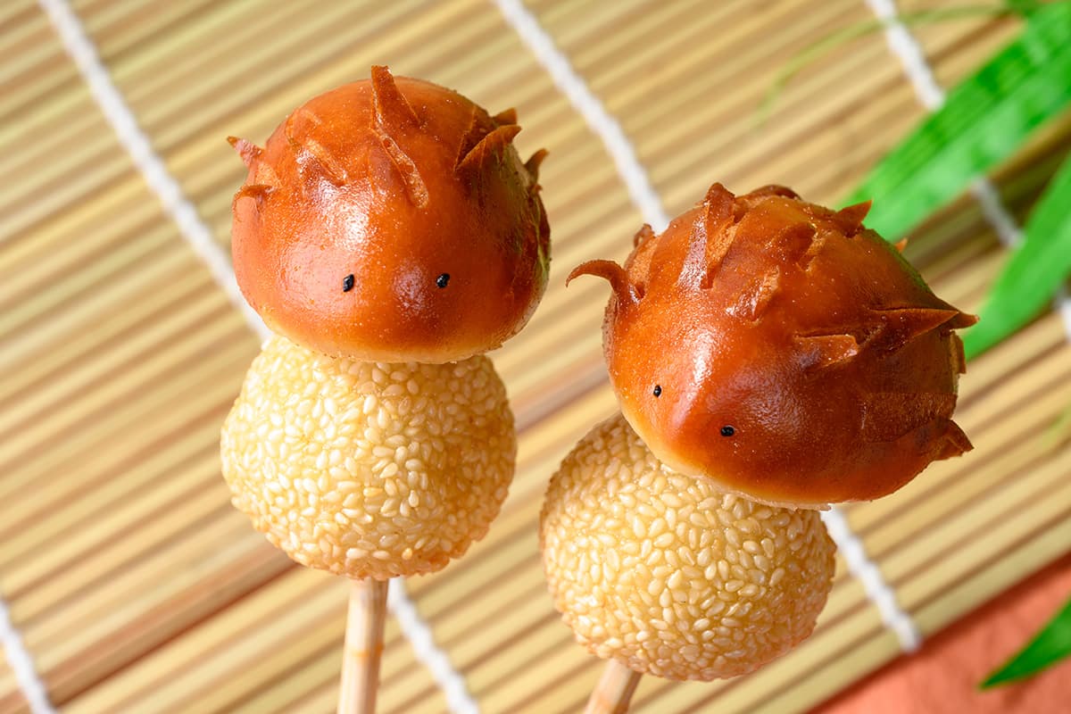 Spiky Custard & Sesame Dumplings