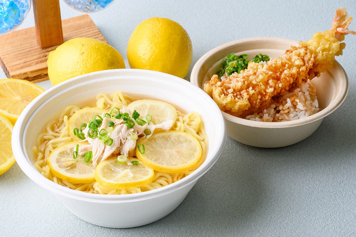 Refreshing Lemon Ramen with Mini Shrimp Tempura Rice Bowl Set