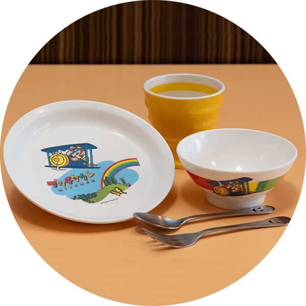 Children's spoons, forks, melamine cups, and plates