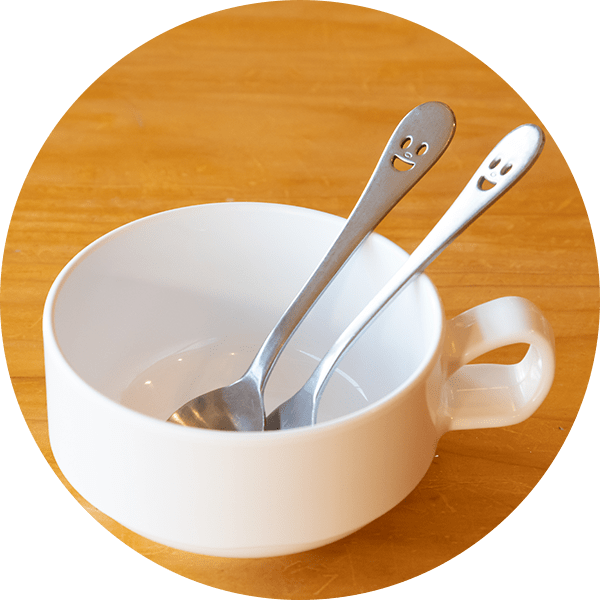 Children's spoon, fork, and melamine side plate