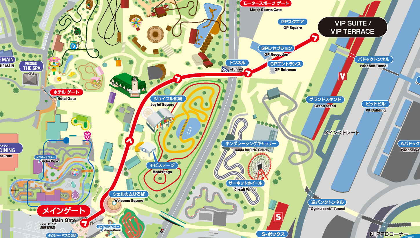 Map from Main Gate to VIP SUITE