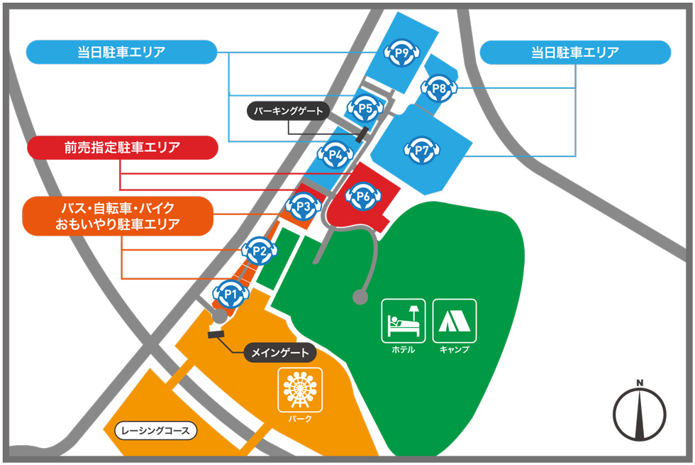 Front parking lot map of SUZUKA CIRCUIT during the MFJ GRAND PRIX period