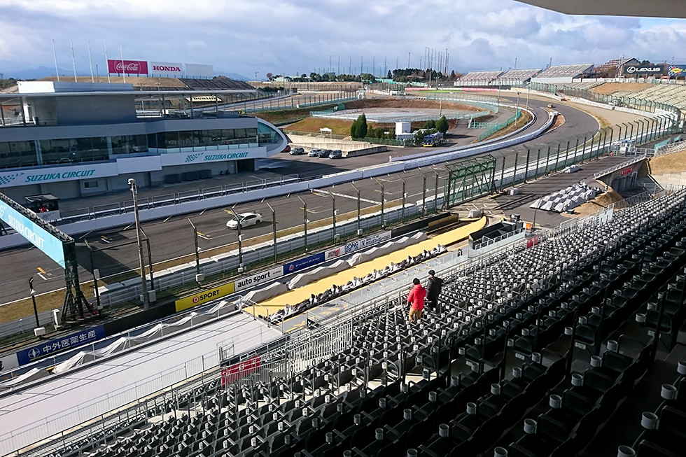 View from the Panorama Terrace. A great position to see the machines coming out of the final corner.