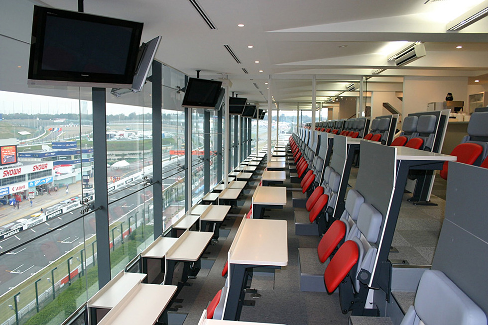 Designated seating with a view of the main straight