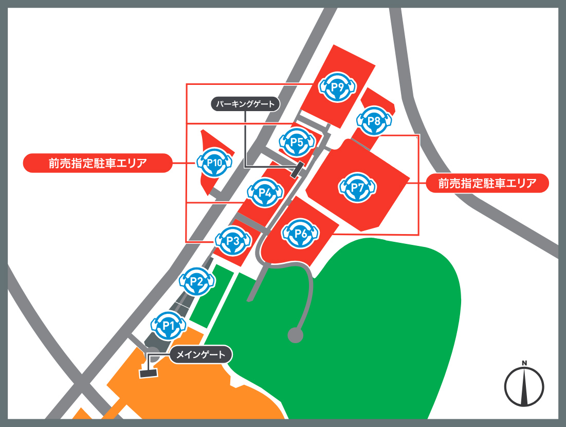 Map of the main parking lots at SUZUKA CIRCUIT during the SUPER GT event