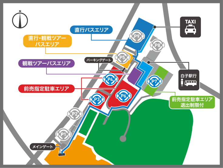 正面停車場・各種巴士乘車處地圖 4月6日（日）